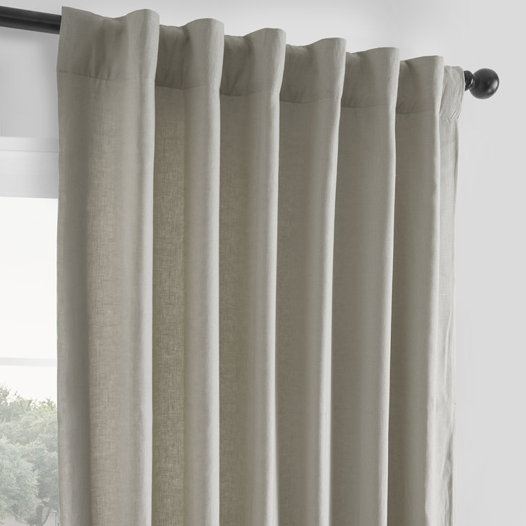 Fresh Khaki French Linen Room Darkening Curtain Panel 50'' W x 84'' L
