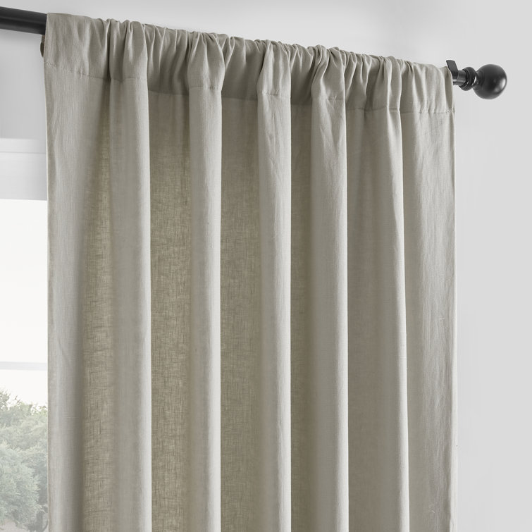 Fresh Khaki French Linen Room Darkening Curtain Panel 50'' W x 84'' L