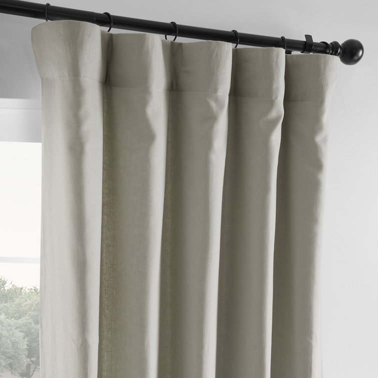 Fresh Khaki French Linen Room Darkening Curtain Panel 50'' W x 84'' L