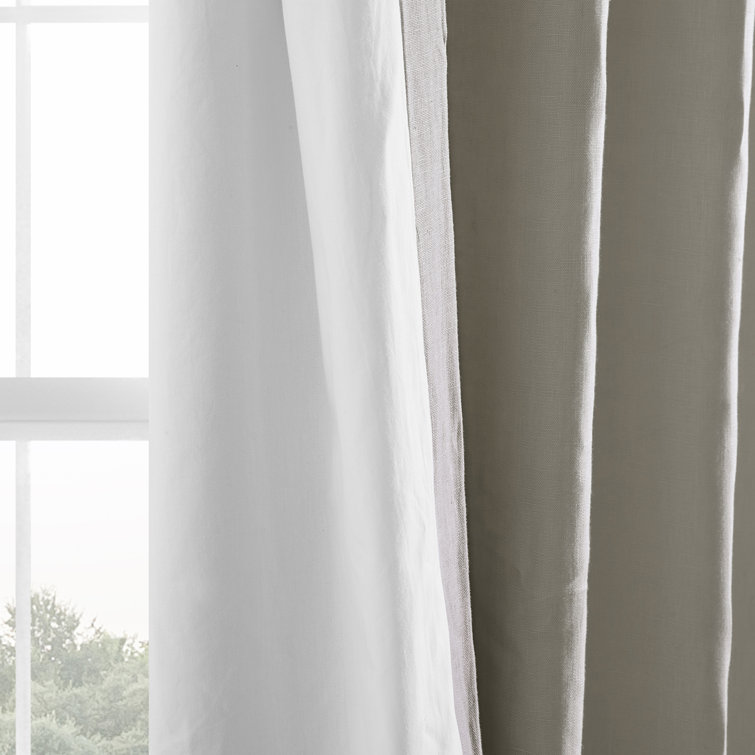 Fresh Khaki French Linen Room Darkening Curtain Panel 50'' W x 84'' L