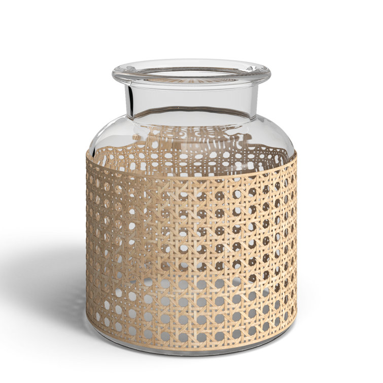 Clear Glass Cylinder Vase with Cane Sleeve
