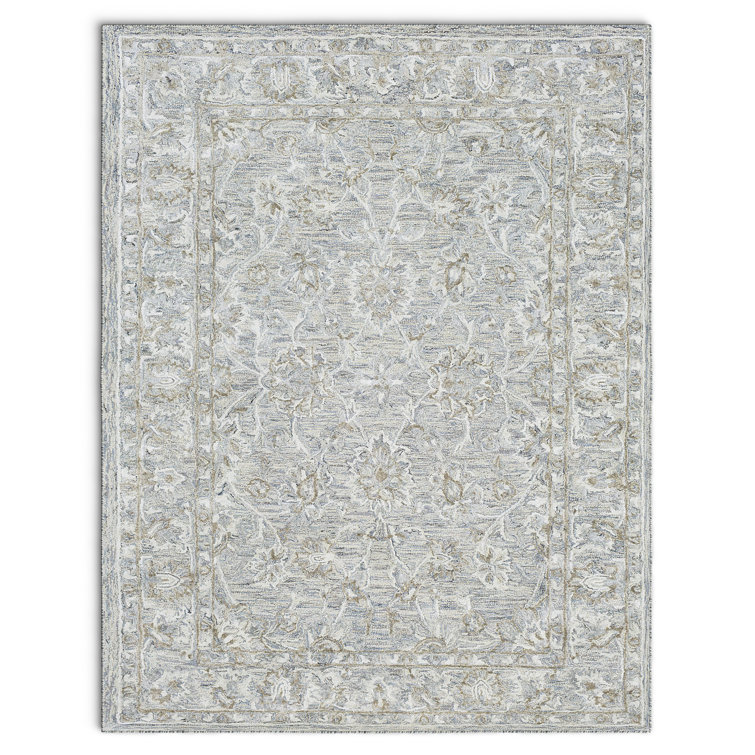 Denim and Taupe Handwoven Wool Blend Area Rug, 7' x 9'