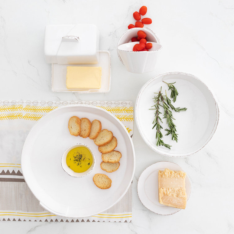 Lastra White Stoneware Butter Dish with Lid