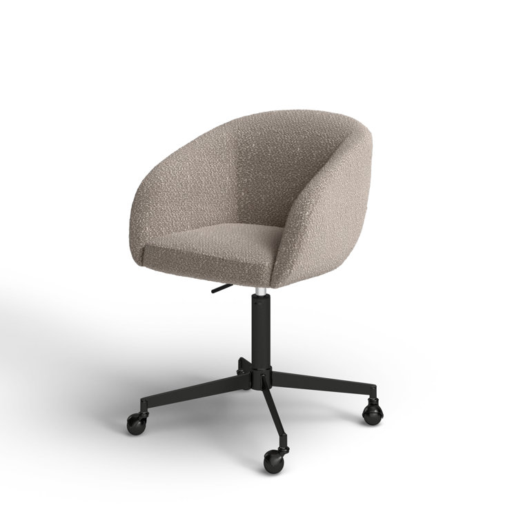 Gray Boucle Upholstered Swivel Office Chair with Black Steel Frame