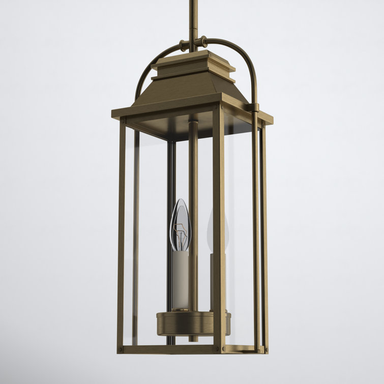 Distressed Brass and Glass Outdoor Hanging Lantern
