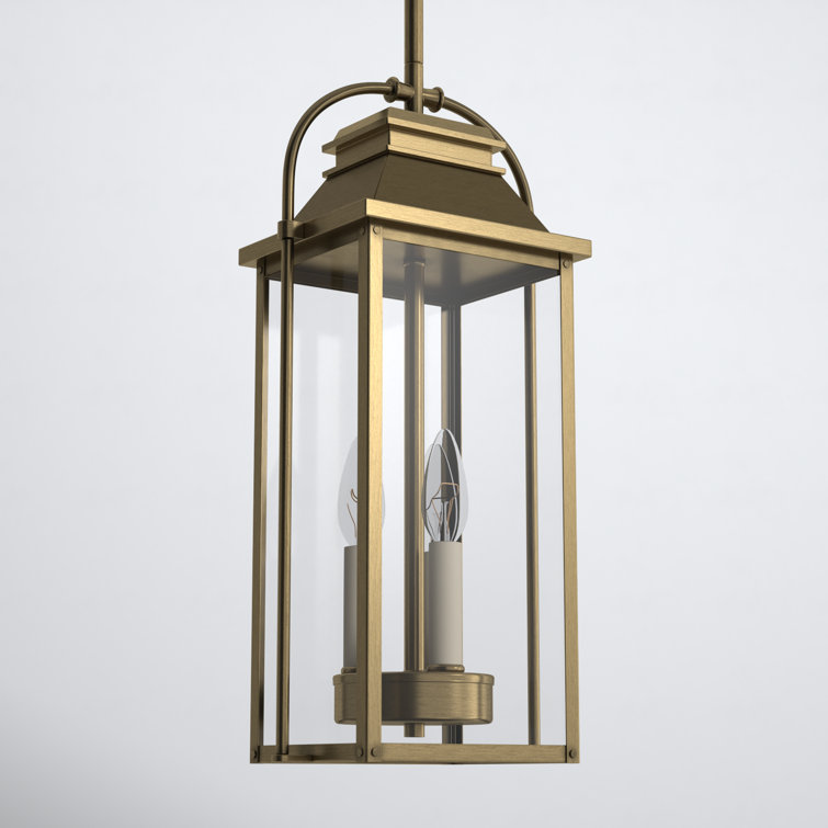 Distressed Brass and Glass Outdoor Hanging Lantern