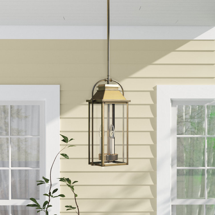 Distressed Brass and Glass Outdoor Hanging Lantern