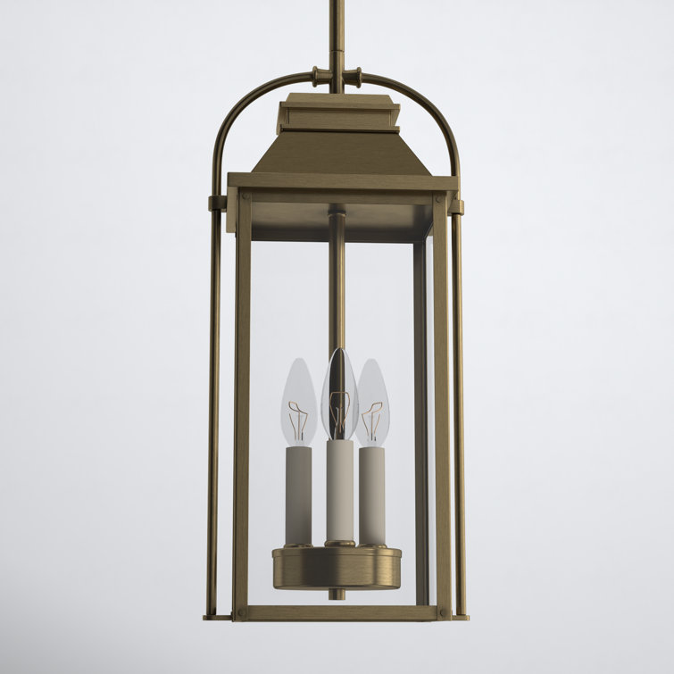 Distressed Brass and Glass Outdoor Hanging Lantern