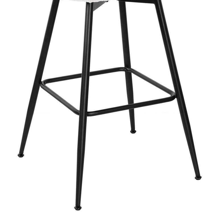 White Boucle Upholstered Swivel Bar Stools with Rattan Back