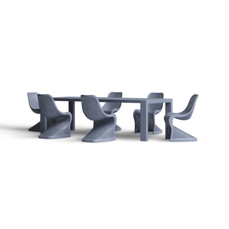 Siesta Bloom 118'' Dark Gray Extendable Outdoor Dining Set for 6