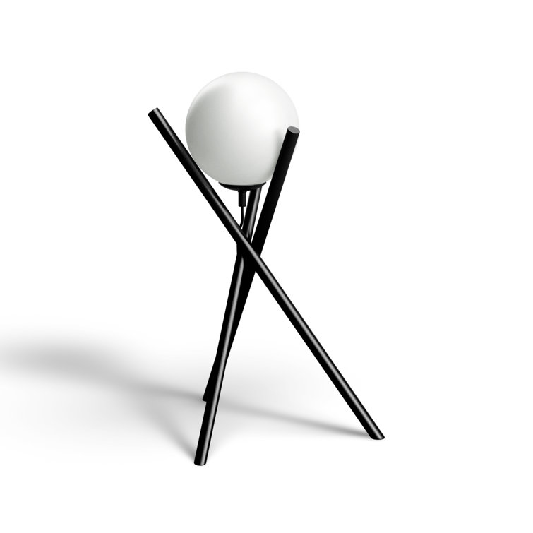 Salvezinas 19" Adjustable Black Tripod Table Lamp with White Globe