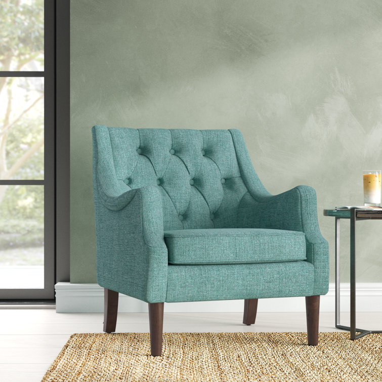 Teal Handcrafted Solid Wood Accent Chair