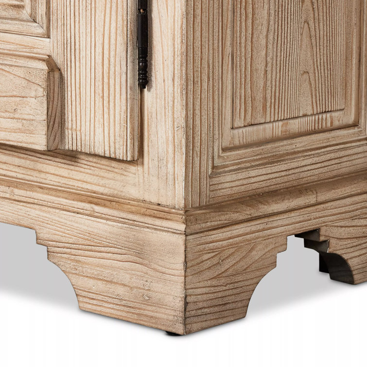 Scandinavian Antique-Inspired Light Brown Solid Wood Curio Cabinet