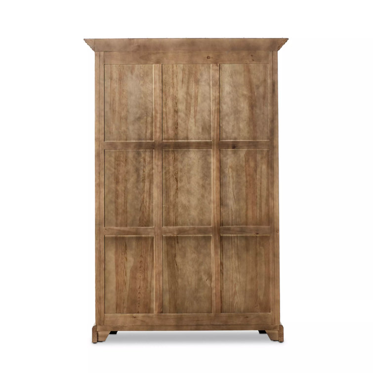 Scandinavian Antique-Inspired Light Brown Solid Wood Curio Cabinet