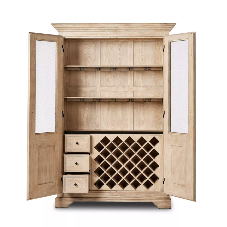 Scandinavian Antique-Inspired Light Brown Solid Wood Curio Cabinet