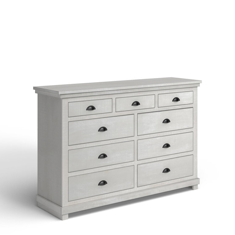 Willow Gray Chalk 9-Drawer Solid Pine Vintage Dresser