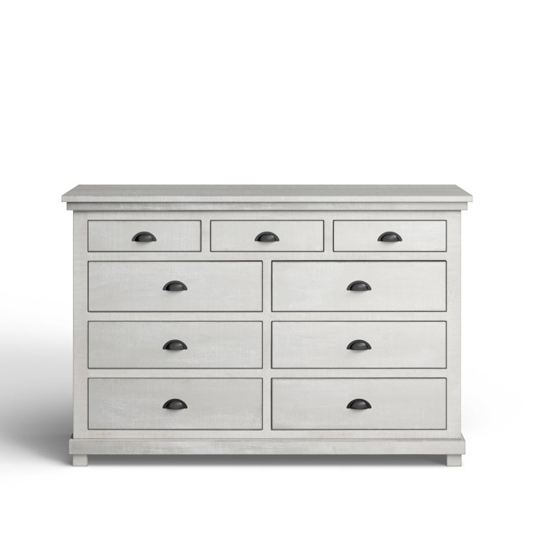 Willow Gray Chalk 9-Drawer Solid Pine Vintage Dresser