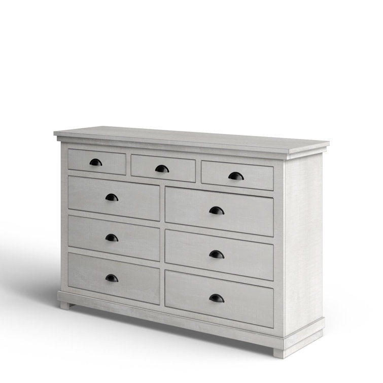 Willow Gray Chalk 9-Drawer Solid Pine Vintage Dresser