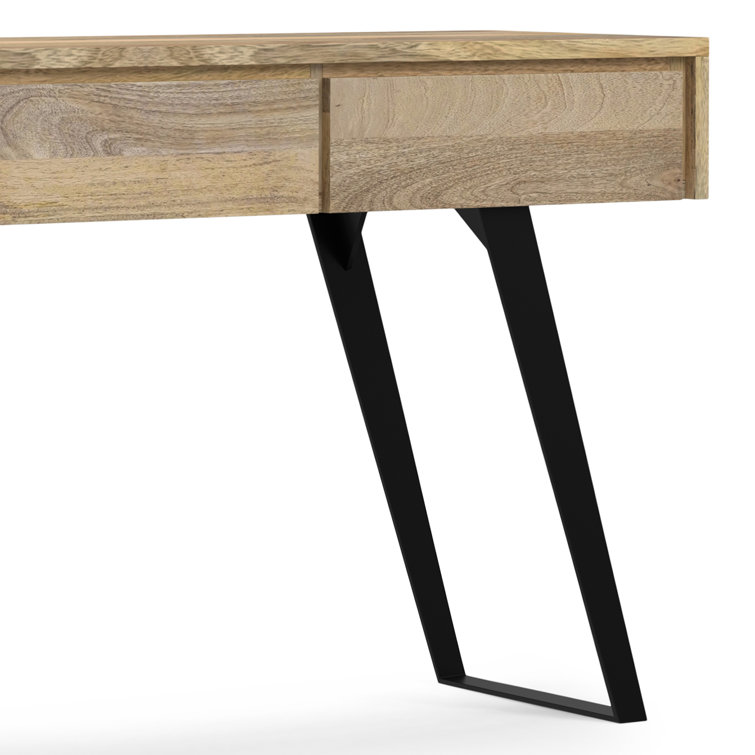 Natural Mango Wood and Metal Console Table with Storage
