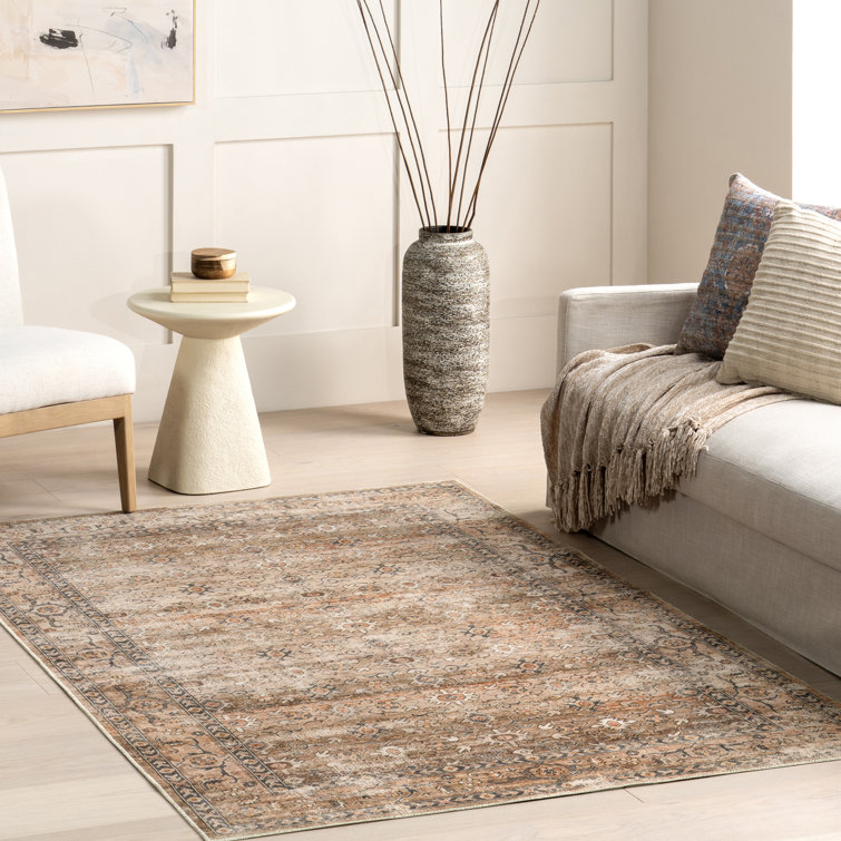 Myrtle Taupe 4' x 6' Vintage Washable Synthetic Area Rug