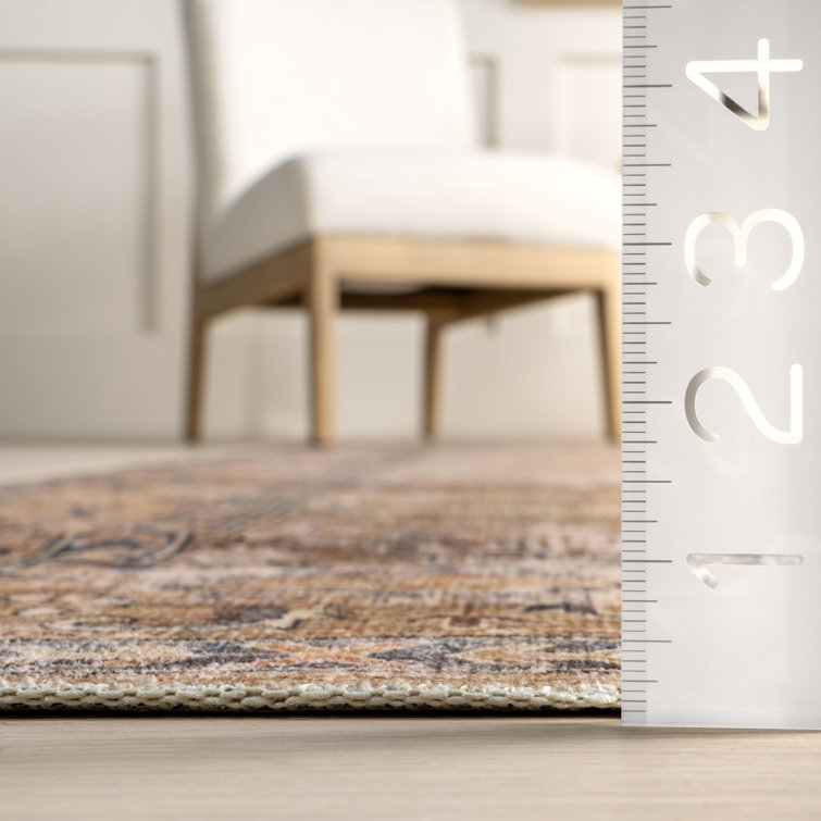 Myrtle Vintage Washable Black and Beige Area Rug