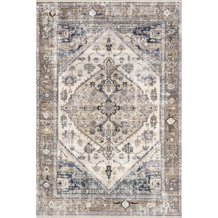 Larkspur Light Brown Cotton Synthetic Washable 8' x 10' Area Rug