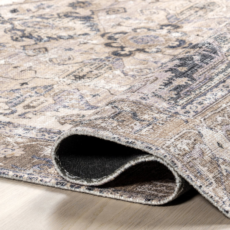 Larkspur Light Brown Cotton Synthetic Washable 8' x 10' Area Rug