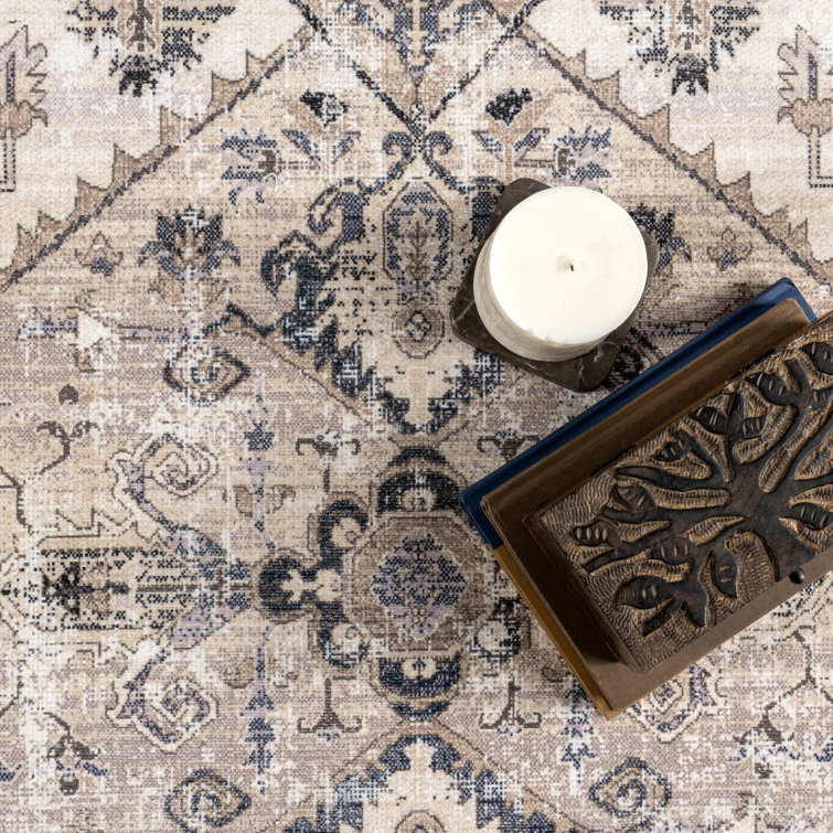 Larkspur Light Brown Cotton Synthetic Washable 8' x 10' Area Rug