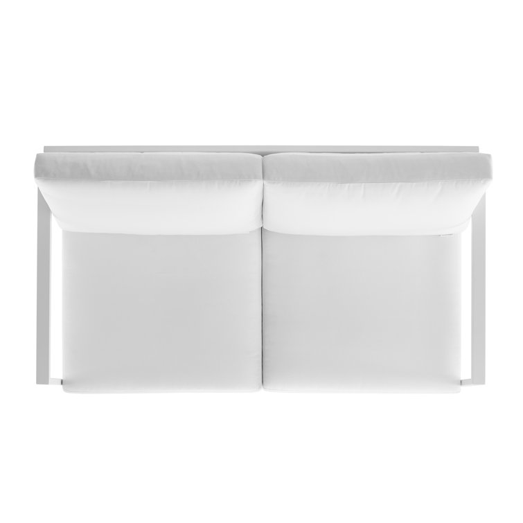 White Aluminum Outdoor Loveseat with Sunbrella Cushions