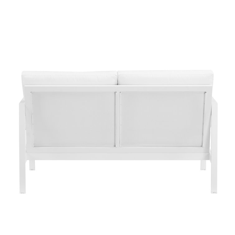 White Aluminum Outdoor Loveseat with Sunbrella Cushions