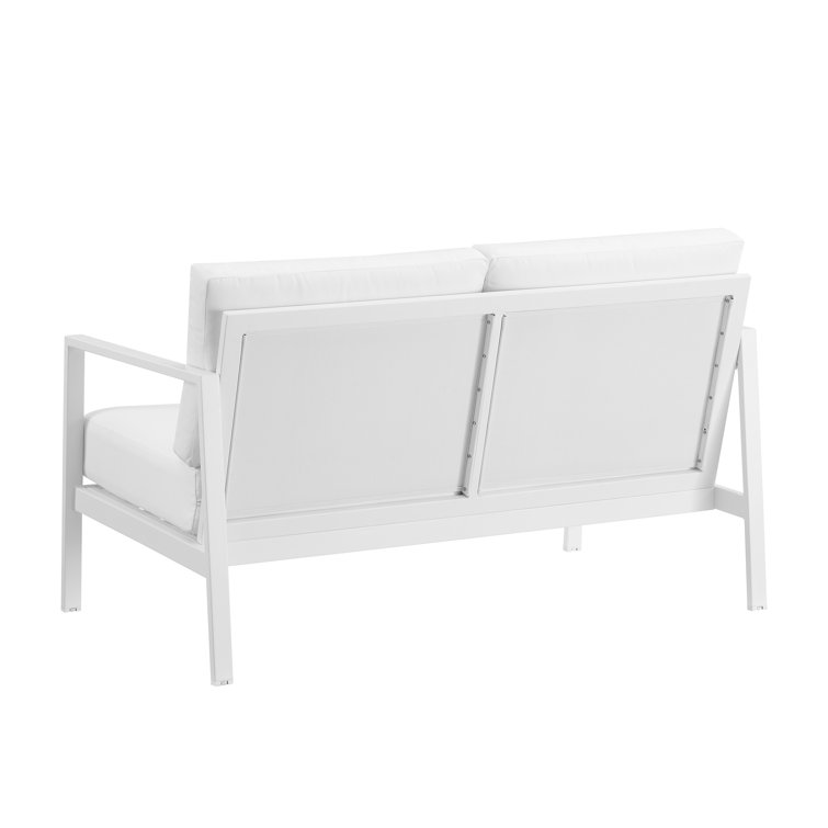 White Aluminum Outdoor Loveseat with Sunbrella Cushions