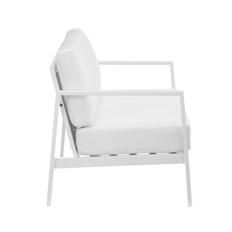 White Aluminum Outdoor Loveseat with Sunbrella Cushions
