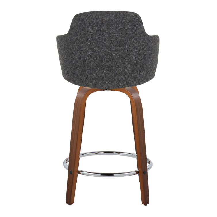 Dark Gray Swivel Upholstered Wood and Metal Counter Stool