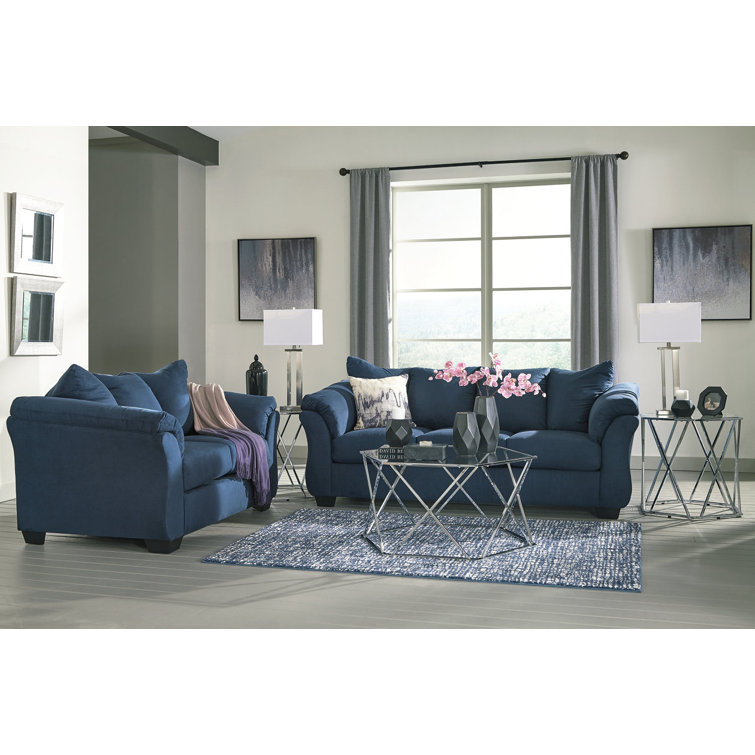 Contemporary Darcy 89'' Navy Blue Upholstered Sofa