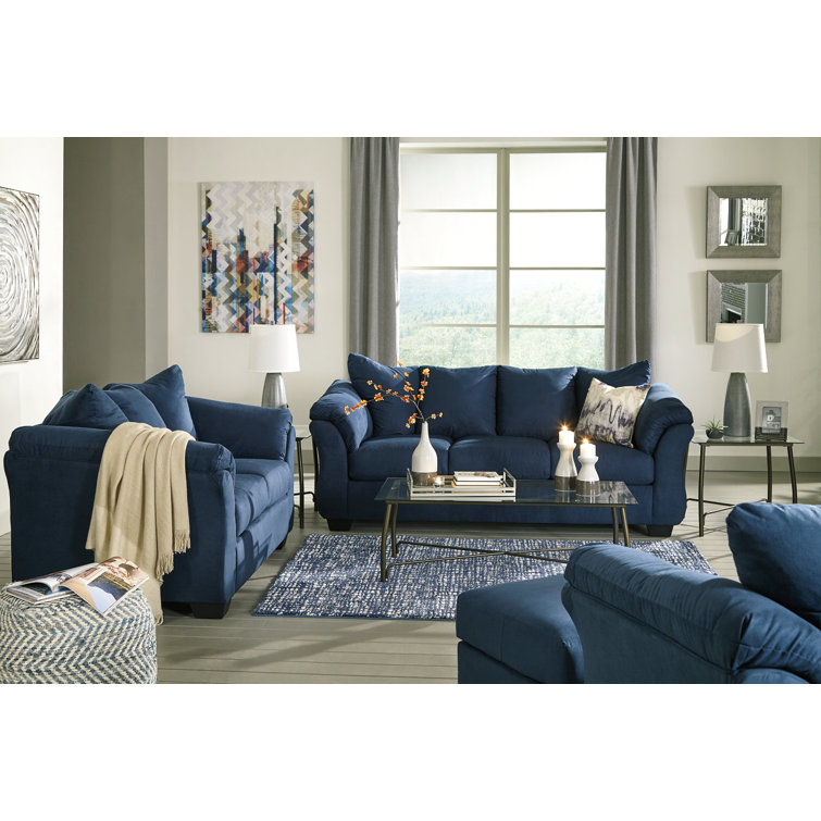 Contemporary Darcy 89'' Navy Blue Upholstered Sofa