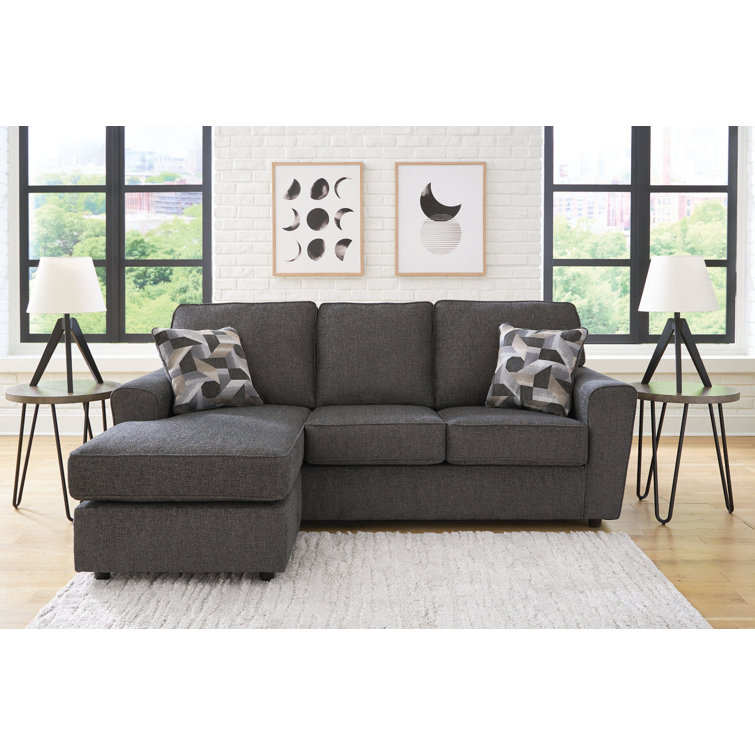 Cascilla Contemporary Pewter Gray 86'' Upholstered Sofa Chaise