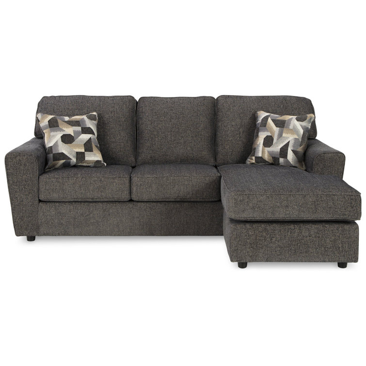 Cascilla Contemporary Pewter Gray 86'' Upholstered Sofa Chaise