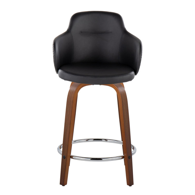 Boyne Black Faux Leather Swivel Counter Stools Set of 2