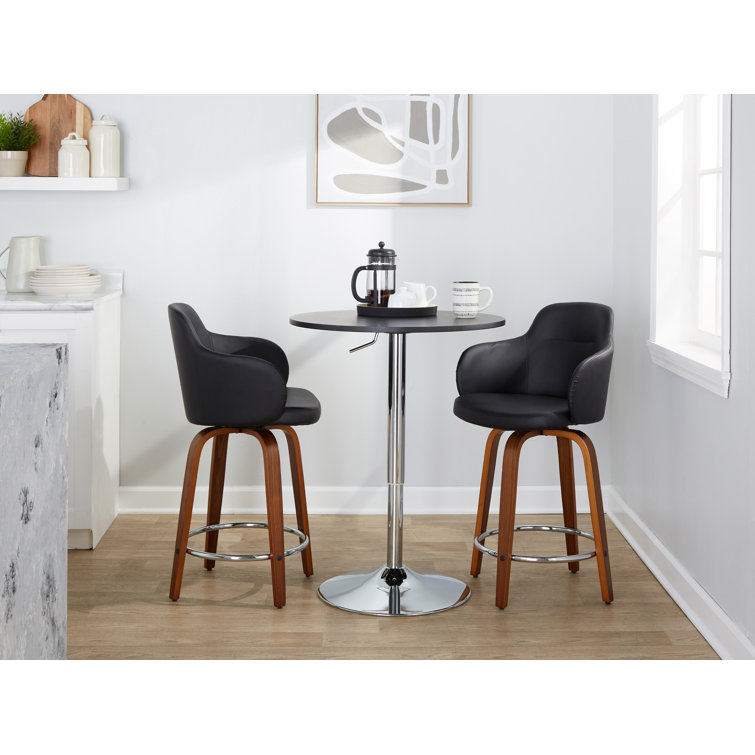 Boyne Black Faux Leather Swivel Counter Stools Set of 2