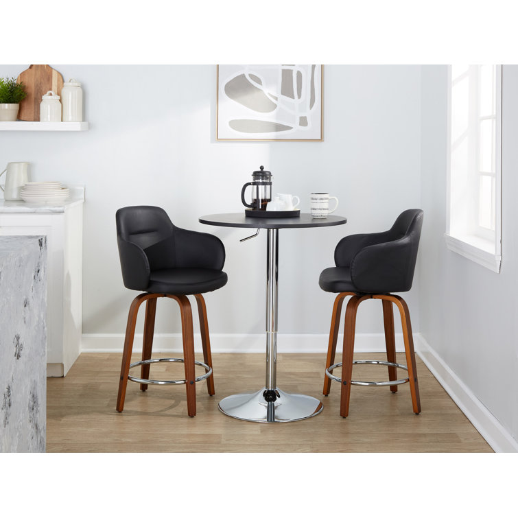 Boyne Black Faux Leather Swivel Counter Stools Set of 2