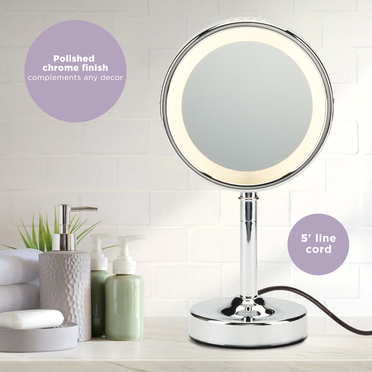 Elegant Chrome 7.75" Round Countertop Magnifying Mirror