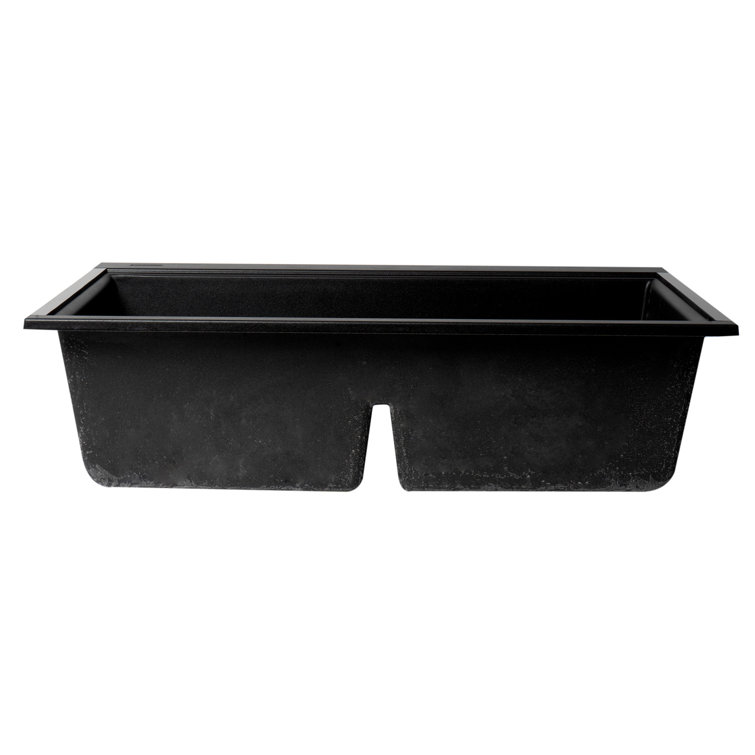 Black Granite Composite Double Bowl Undermount Kitchen Sink