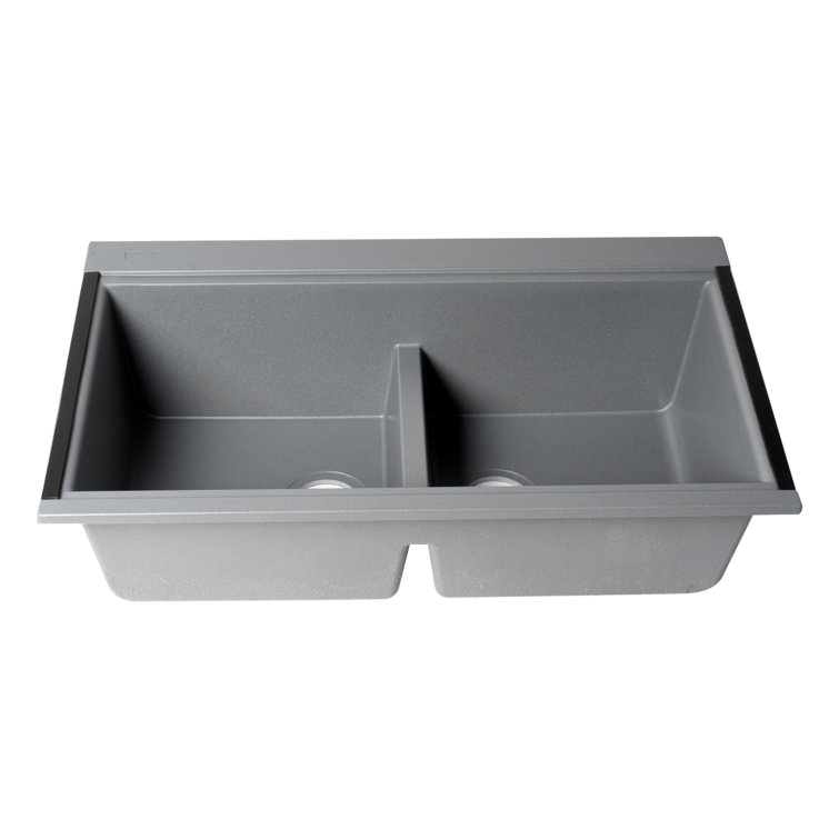 Titanium Granite Composite Double Bowl Undermount Kitchen Sink