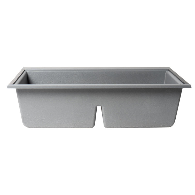 Titanium Granite Composite Double Bowl Undermount Kitchen Sink