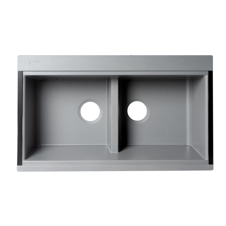 Titanium Granite Composite Double Bowl Undermount Kitchen Sink