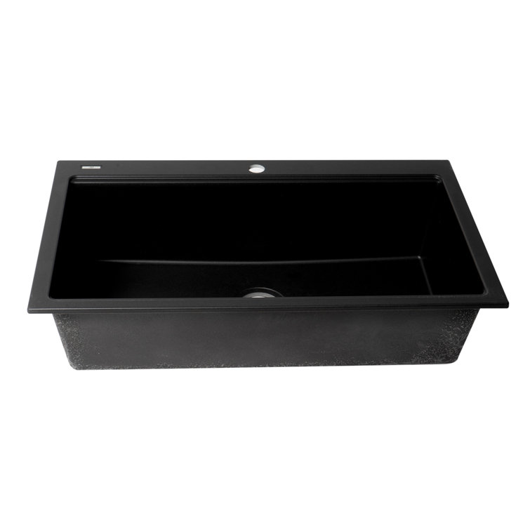 34'' Matte Black Granite Composite Single Bowl Kitchen Sink
