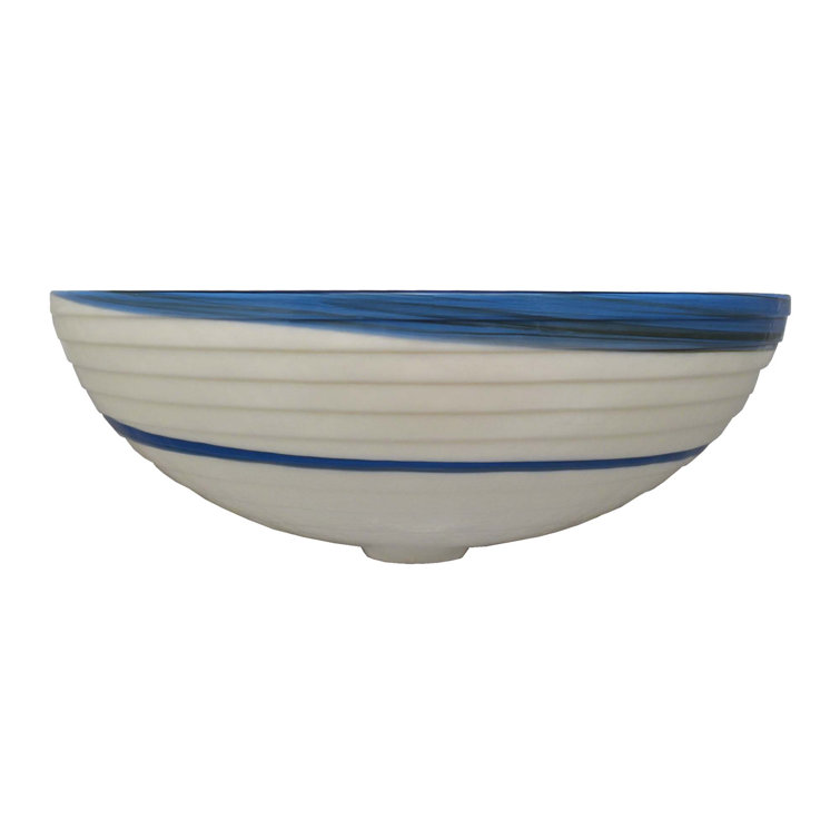 Marina Blue and White Glass Vessel Bathroom Sink