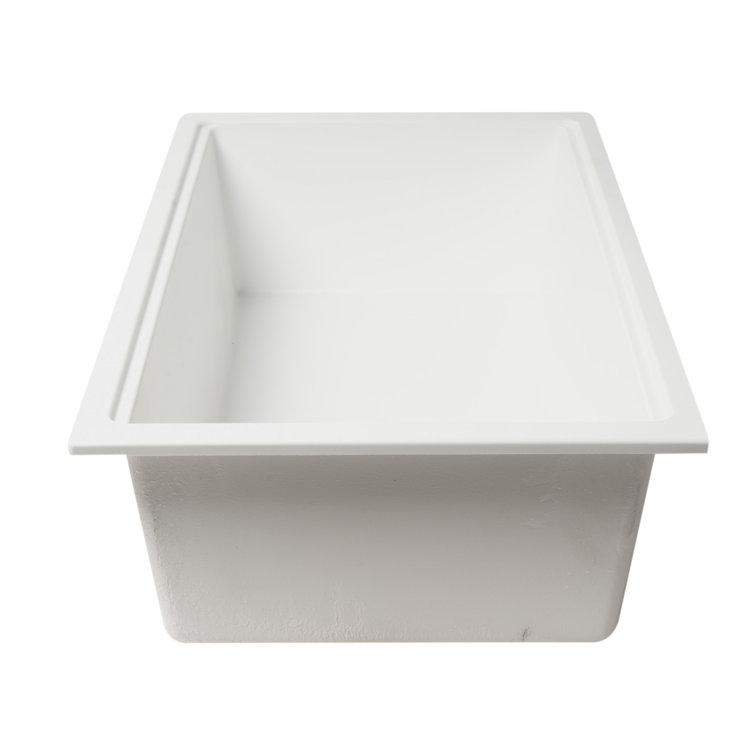 White Granite Composite Rectangular Undermount Single Bowl Kitchen Sink