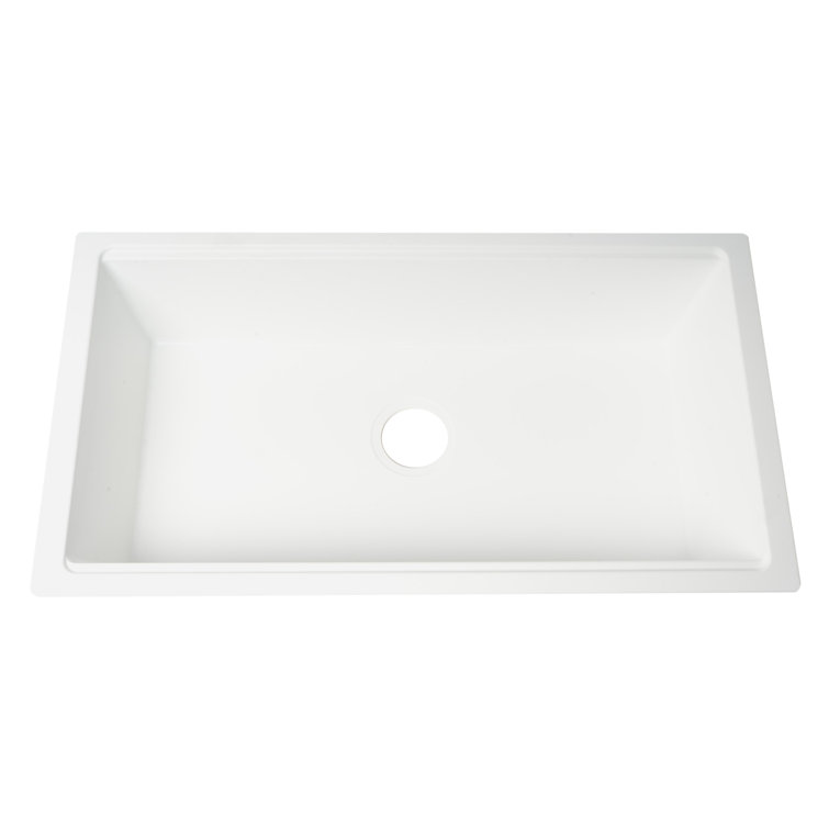 White Granite Composite Rectangular Undermount Single Bowl Kitchen Sink