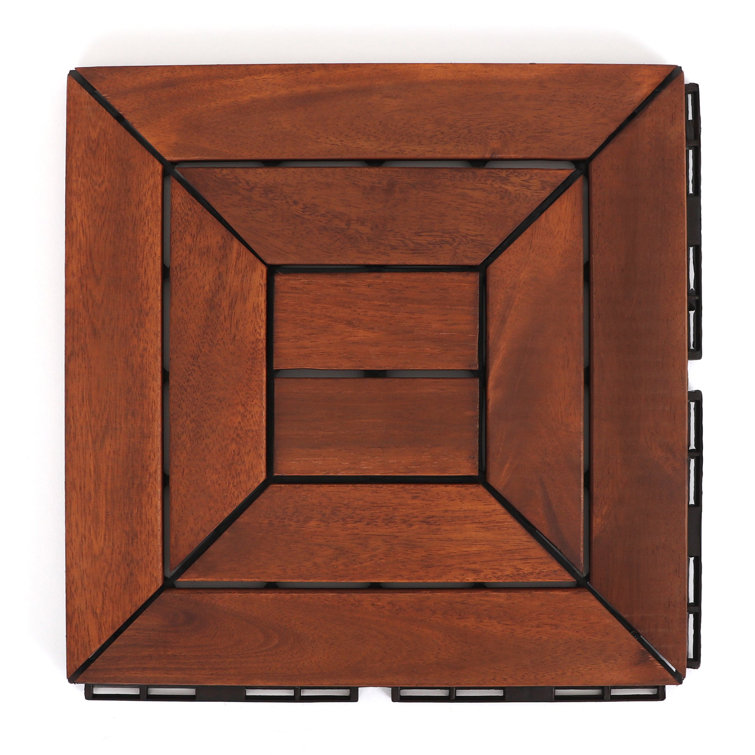 12'' x 12'' Oiled Acacia Solid Wood Interlocking Deck Tiles